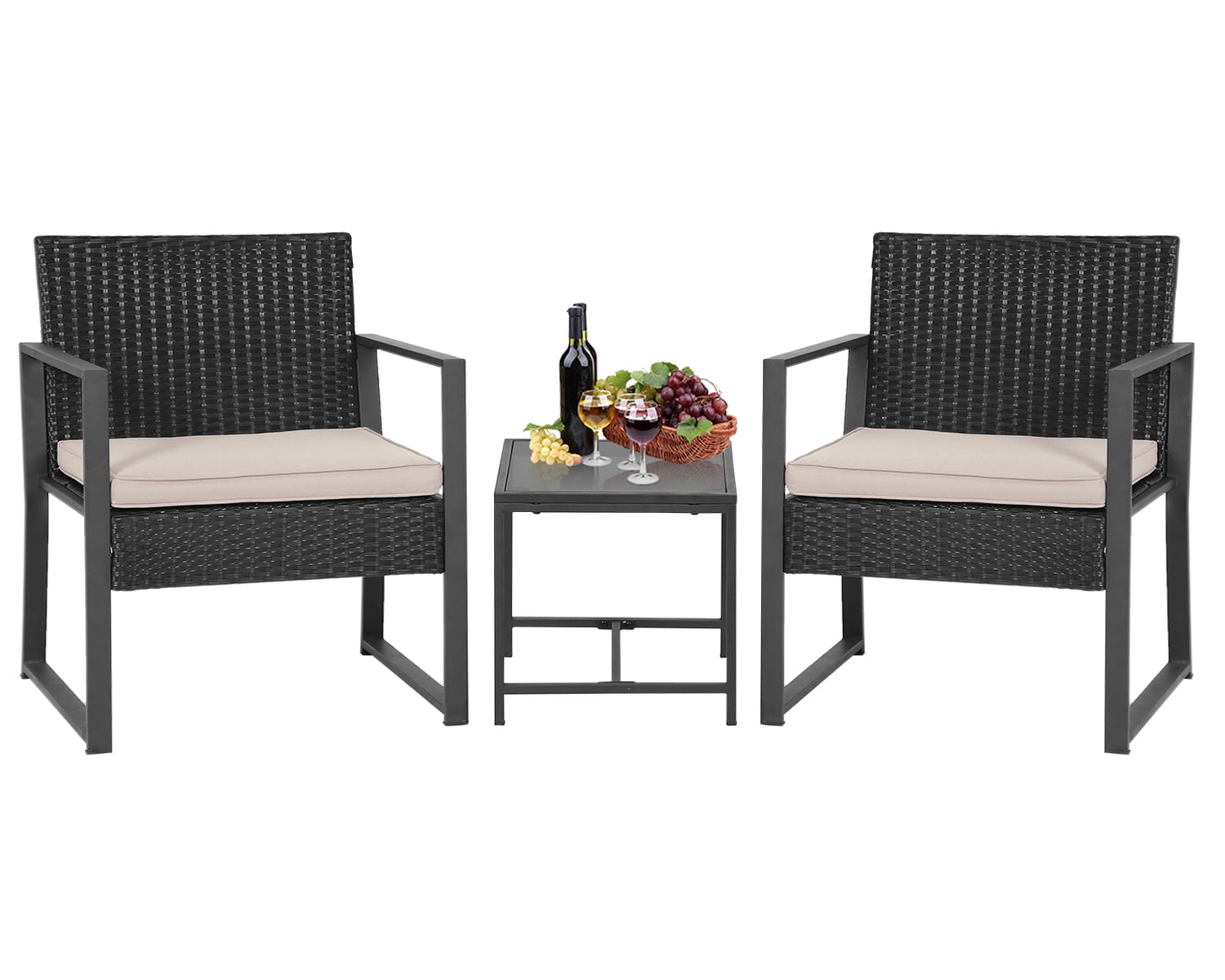 3 Piece Patio Furniture Sets Wicker Patio Chairs Rattan Outdoor Bistro