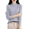 thumbnail image 4 of Women's Ribbed Knit Turtleneck Sweater 2025, Fall Winter Slim Fit Long Sleeve Pullover Top, Stretchy Comfortable Basic Layering Piece for Daily Wear, Office, Dating and Vacation Outfits Grey M, 4 of 5