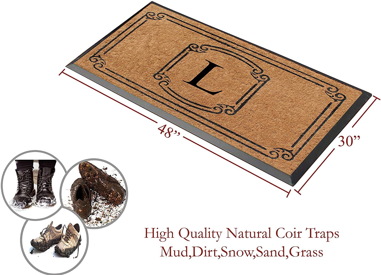 A1 Home Collections Rubber and Coir Molded Door Mat 30x48 Inch Designer Hand-Crafted ,Personalized ,Double/Single Door Mat