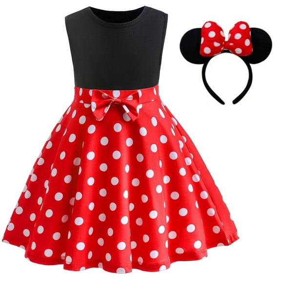 2-6Y Toddler Girl Mini Mouse Fancy Costume with Ear Headband