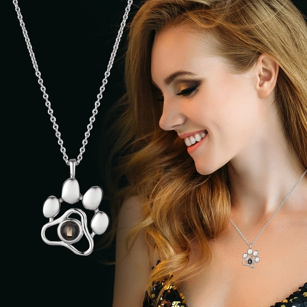Collar para mujer, joyería para mujer, joyería para mujer, collar de proyección de 100 idiomas, collar con foto de mascota, accesorios, regalo, collar de proyección