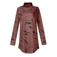 thumbnail image 4 of TQWQT Plus Size Turtlenecks for Women Fall Color Block Printed Tunic Top Long Sleeve Turtleneck T Shirts Loose Fit Curved Hem Graphic Tee Vermilion 2XL, 4 of 5