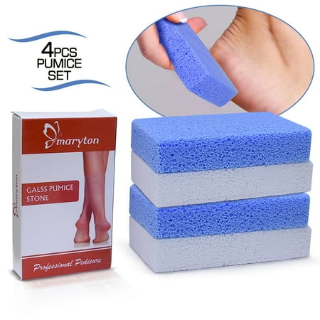 MARYTON Durable Ergonomic Quartz Pumice Stone for Dead Skin Removal, Exfoliating Callus Remover, Pack of 4