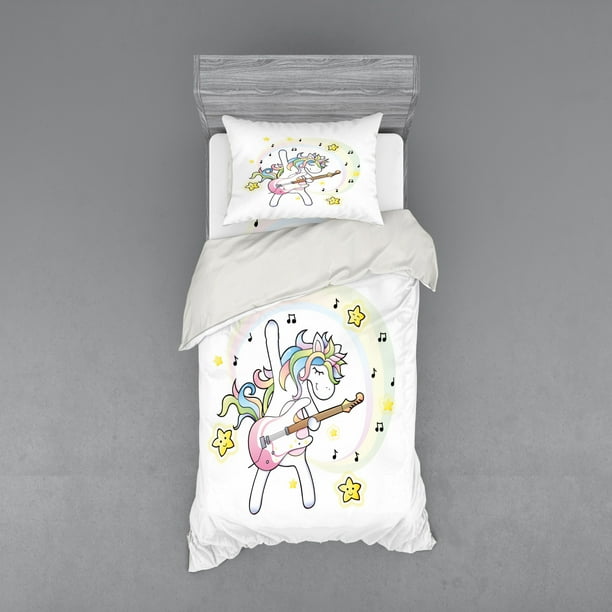 Rainbow Duvet Cover Set Pastel Tones Pony With Guitar Nursery Theme Bedding Shams And Fitted Sheet 3 Sizes By Ambesonne Com - Earth Tone Rainbow Bedding Rainbow Duvet Cover Set Pastel Tones Pony With Guitar Nursery Theme Bedding Shams And Fitted Sheet 3 Sizes By Ambesonne Com - Earth Tone Rainbow Bedding