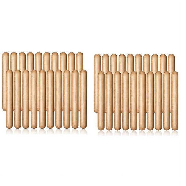 40 Pcs Bâtons de Rythme pour Enfants 8 Pouces Bâtons de Musique Lummi Classiques Clavettes en Bois Instrument de Percussion Musical, 40 x Bâton de Rythme, Couleur Bois