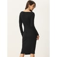 thumbnail image 4 of Vestido Elegante para Mujer con Diseño de Fruncidos y Decoración de Botones Vestido Largo con Dobladillo Dividido  Negro L, 4 of 5