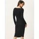 thumbnail image 4 of Vestido Elegante Allegra K con Diseño de Fruncidos y Decoración de Botones Largo con Dobladillo Dividido Negro M, 4 of 5