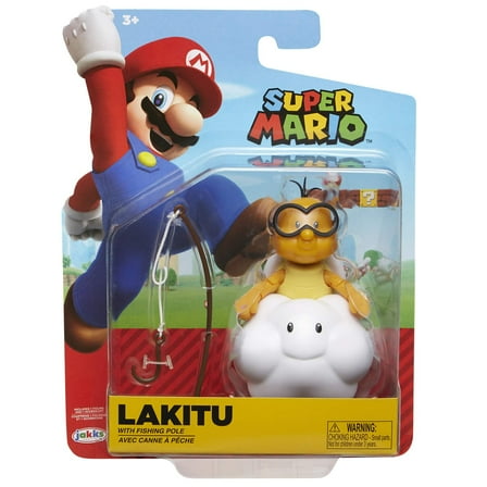 Nintendo Super Mario Lakitu 4” Articulated Figure with Fishing Pole