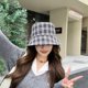 thumbnail image 5 of Sombrero de cubo de algodón reversible de doble cara para mujeres y hombres, sombrero de pescador plegable para viajes de vacaciones de verano en la playa, 5 of 7