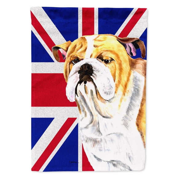 Bulldog English with Engish Union Jack British Flag House Flag