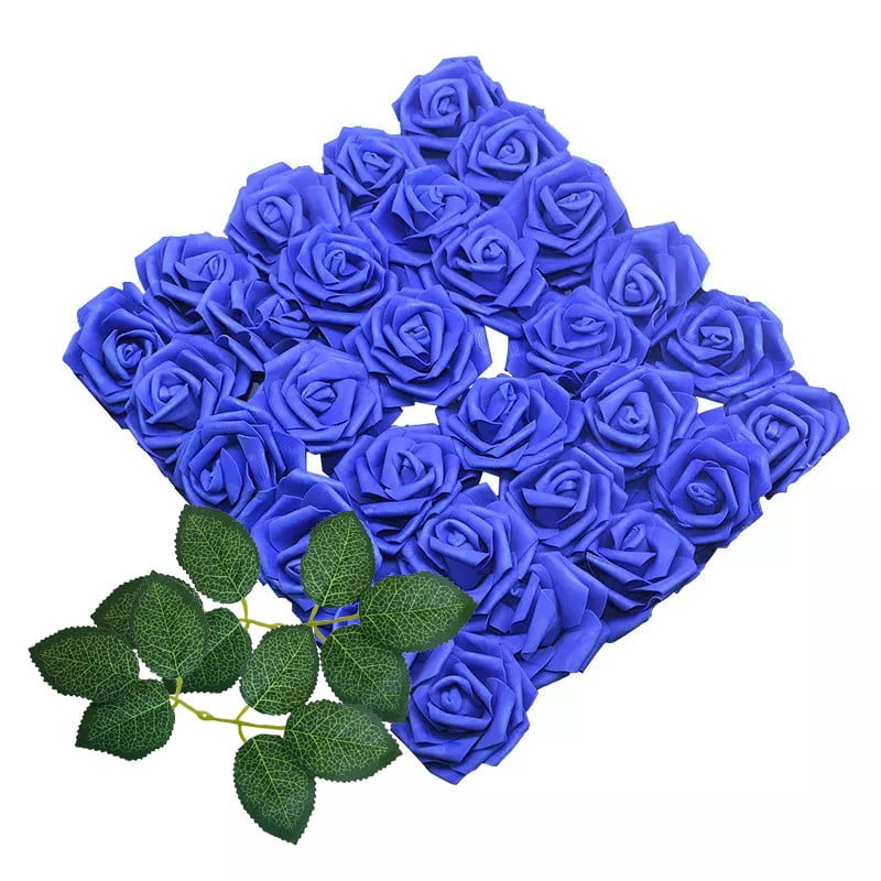 US 25/50pcs Royal Blue Foam Roses Decoration DIY for Wedding Party Baby Shower 