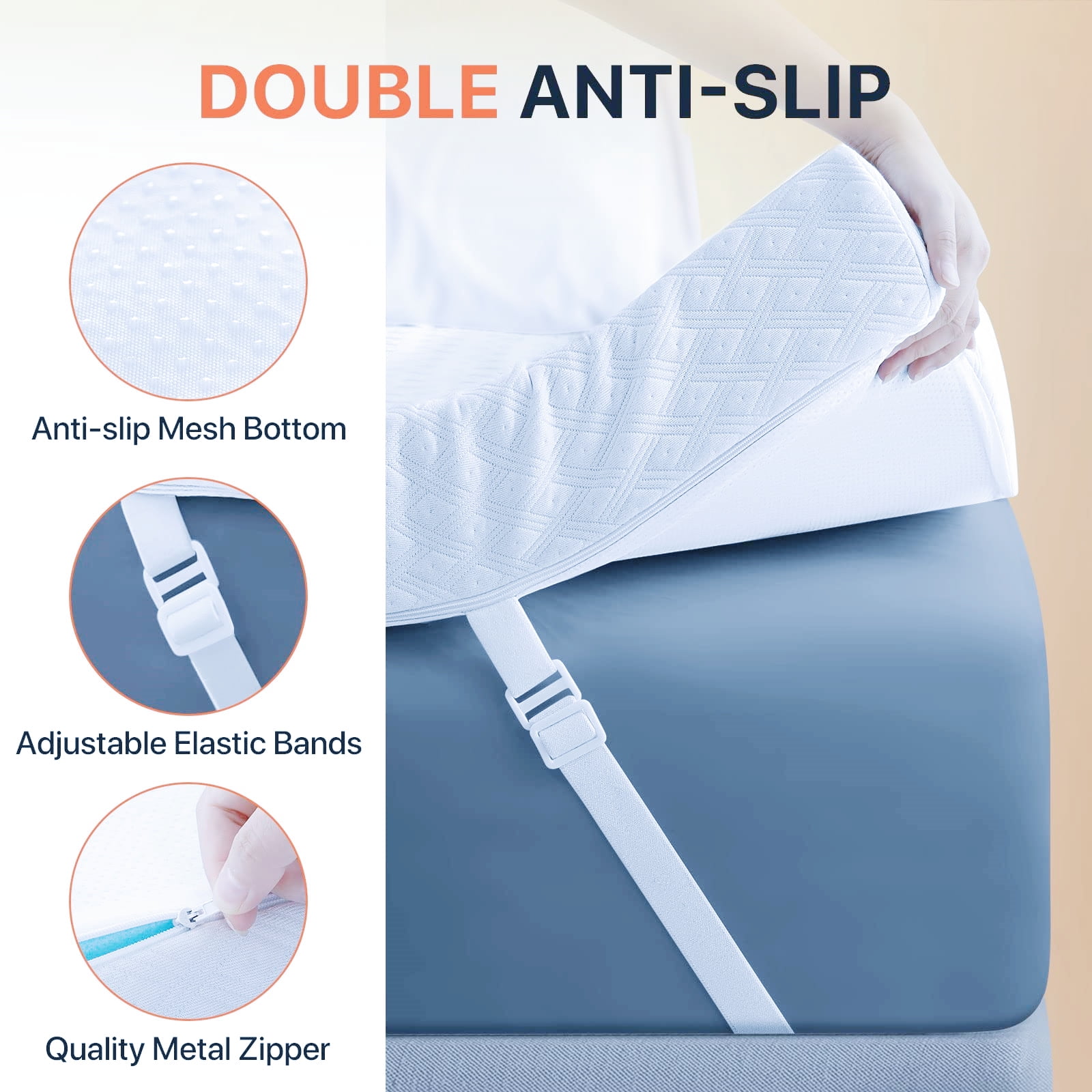 MERITLIFE 3 Inch Cooling Memory Foam Mattress Topper, Gel Infused Foam Bed Topper Mattress Pad,CertiPUR-US Certified,Relieve Back Pain & Pressure Relief,Removable Soft Cover,California King SIze