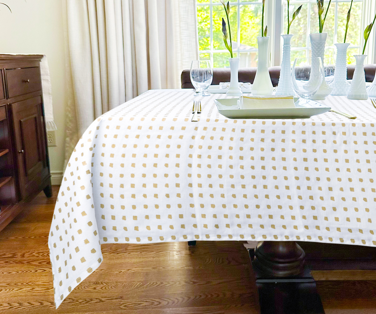 All Cotton and Linen White Cotton Tablecloth, Table Cover for Dining