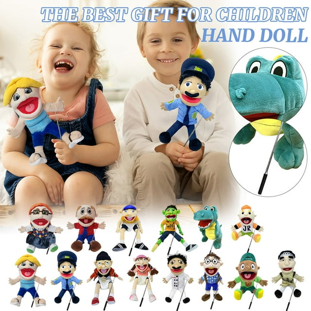Jeffy Puppet Hand Puppet Naughty Puppet Toy, Kid's Gift Hand Puppet for Christmas Birthday Party Gift, with Puppet Handles Arm Control Rod Metal Puppet Stick Accessory