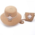 thumbnail image 2 of Conjunto de sombrero de paja informal y bolso de mano para niña y bebé, bolsas de sombrero flexible para playa, viaje al aire libre, gorra de Sol de flores, Panamá, 2 of 4