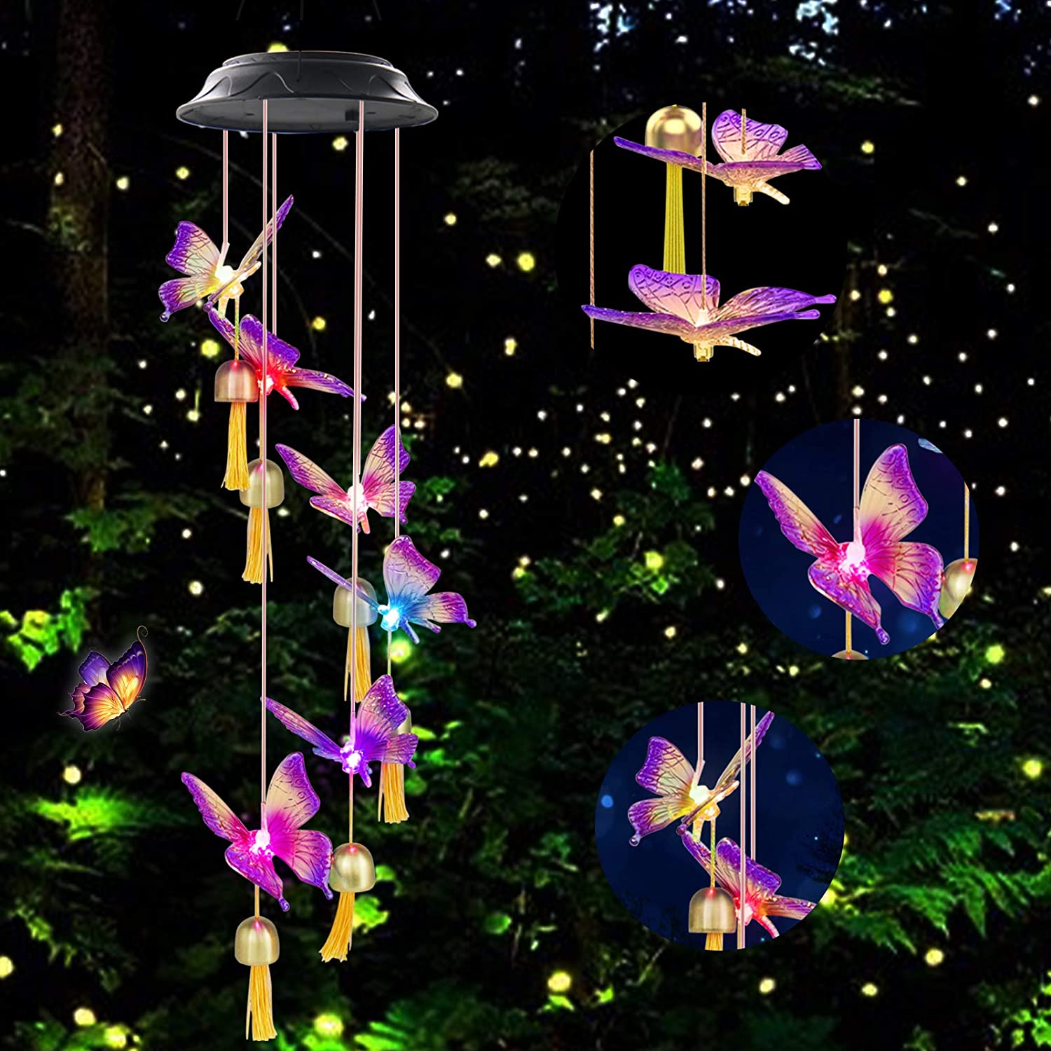 QiShi Solar Butterfly Wind Chimes with LED Lights photo 1