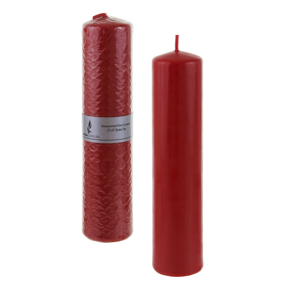 Mega Candles Unscented 2 Inch x 9 Inch Dome Top Pressed Pillar Candle