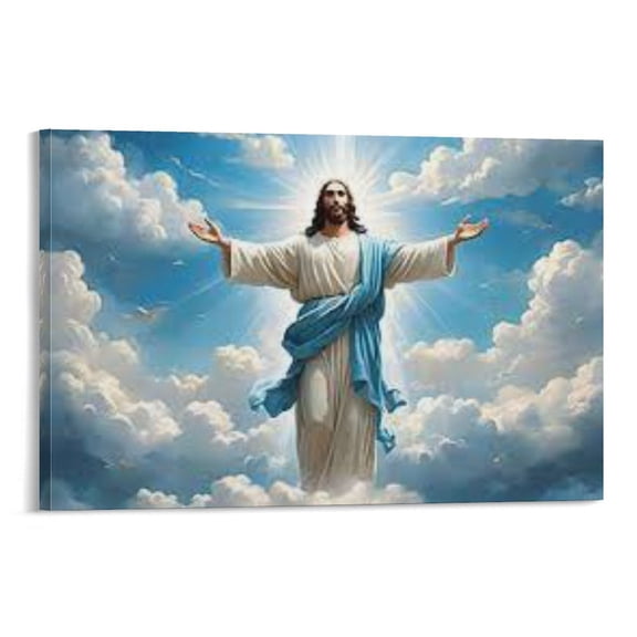 Happy Easter Wall Art Jesus Christ Ascension Poster (1) Savior Bible Canvas Print Picture Print Wall Art Poster Painting Canvas Posters Artworks Gift Room Aesthetic 16x24inch(40x60cm)