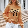 thumbnail image 4 of Sweaters for Women Plus Size Long Sleeve Round-Neck Bow Tie Knitted Sweater, 4 of 6