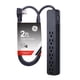 thumbnail image 1 of GE Pro 6 Outlet Surge Protector, 2 ft Long Extension Cord, Power Strip, Flat Plug, Wall Mount, Black, 1 of 7