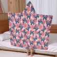 thumbnail image 5 of White Butterfly Red Blue Leaf Pattern Hooded Bath Towel，60"x35" for Ages 3 To 12 Kids, Quick Dry Lightweight Soft Microfiber Hood Beach Towel Cover Up for Kids, 5 of 7