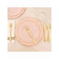 thumbnail image 2 of 350PCS Gold Plastic Plates - Gold Disposable Dinnerware Set - Include DinnerDessert Plates, 50 Cups, 50 Pre Rolled Napkins With Cutlery Set - PartyWedding, 2 of 12