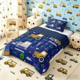 thumbnail image 3 of Meiyoeat Cute Construction Truck Twin Comforter Sets 2pcs, Cartoon Car Bedding Set for Bedroom, Blue Yellow,Navy Blue Reversible, 3 of 6