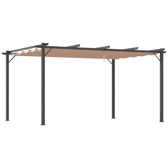 Outsunny 10' x 13' Aluminium Outdoor Pergola Gazebo Backyard Canopy Cover Square Sunshade Garden Grape Trellis Black