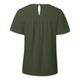 thumbnail image 7 of MIXUE Boho Tops For Women Summer Solid Color Lace Crew Neck Short Sleeve Pullover Shirts For Women Tshirts Activewear,Green,M, 7 of 7