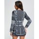 thumbnail image 3 of Vestido blazer Bella Barnett estampado con cuello en V profundo blanco perla, 3 of 6