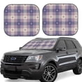 thumbnail image 1 of Fotbe Purple Floral Gingham Check Plaid Juego de 2 Piezas de Parasoles para Parabrisas | Bloqueador Solar para Auto | Accesorios Plegables para Protección Solar Interior-Medium, 1 of 6