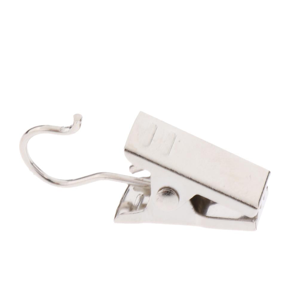 20Pcs Metal Curtain Clip W/ Hook Hanger For Blinds Drape Valance 32mm Silver 