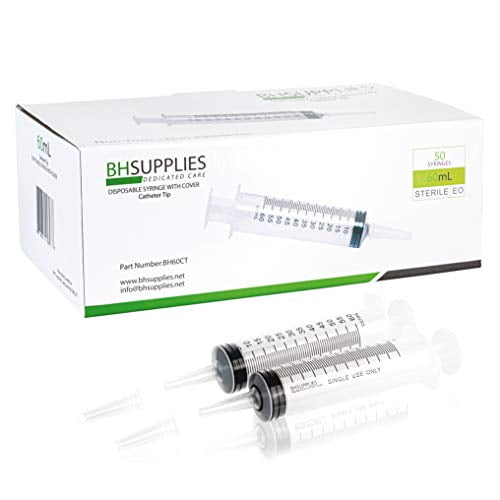 60ml Syringe Sterile with Catheter Tip with Covers, BH SUPPLIES (No