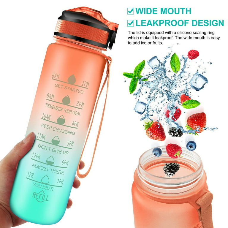 Sports Water Bottle 1L, BPA Non-Toxic Plastic Drinking Bottle