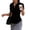 Black, variant on Business Daily Office Stretch Blouse Lapel Collar Short Sleeve Front Ruched Bust Slim Waist Curved U Hem Solid Fitted Summer Work Shirt Black S