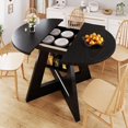 thumbnail image 3 of Extendable Dining Table Round Dining Room with Removable Leaves Space Saving, Wooden Cross Base with Storage Shelf Kitchen Living Room Black, 3 of 9