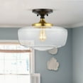 thumbnail image 2 of JONATHAN Y Marfa 14" Glass/Iron Farmhouse Modern LED Flush Mount, Oil Rubbed Bronze/Brass Gold, JYL7517E, 2 of 9