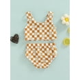 thumbnail image 4 of Genuiskids Toddler Baby Girl Print Plaid Pattern Bathing Suit, 2-pcs, Yellow, 4 of 8