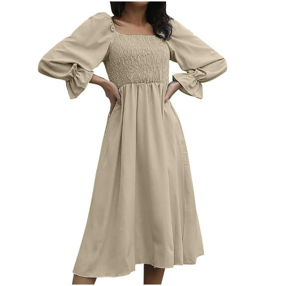 Herrnalise Women’s Dresses Summer 2024 Longoing Sleeve V-neck Stripe IrregularHigh Waist Makings Dress S-XL