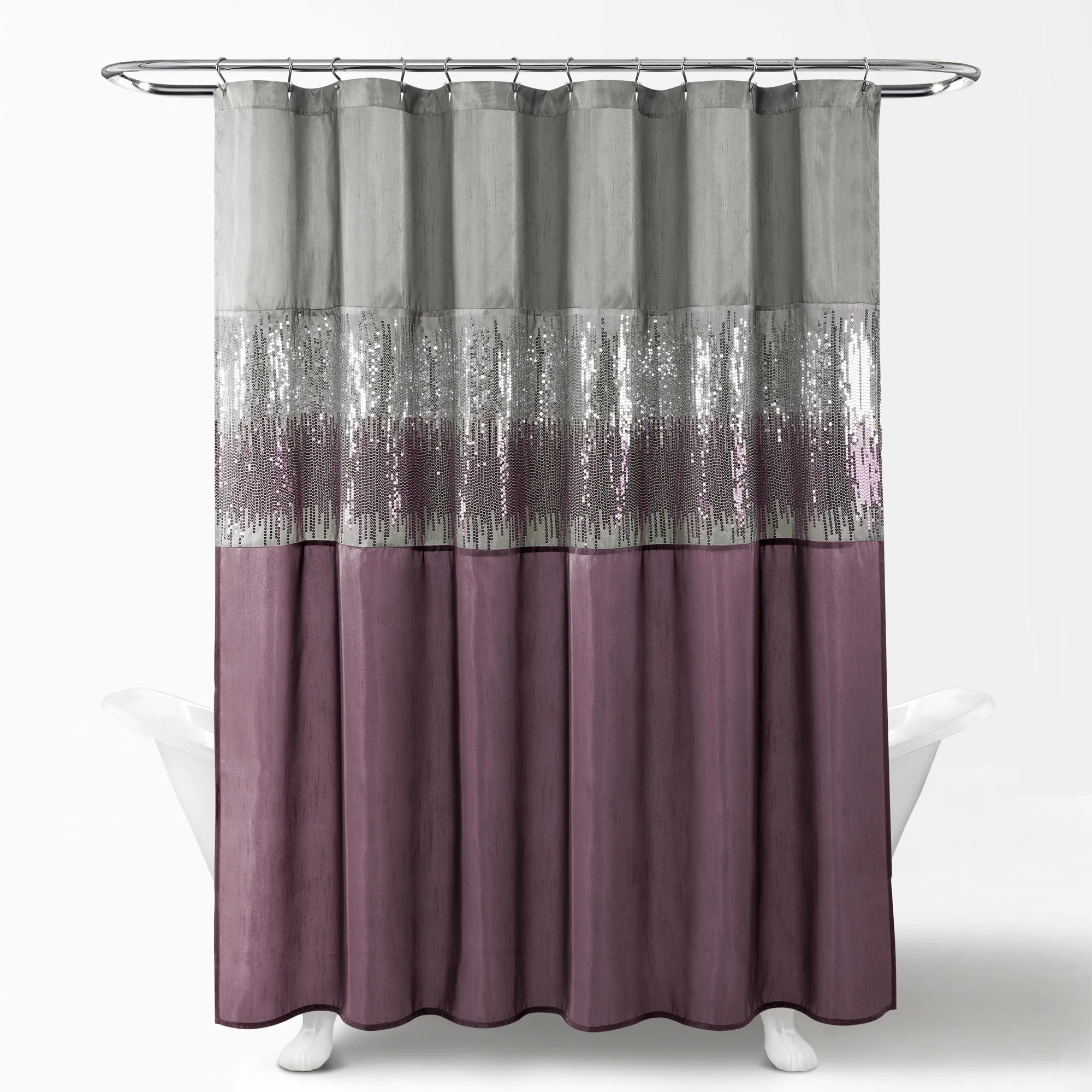 Lush Decor Night Sky Sequins Shower Curtain 72x72 Black White Single Com