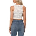 thumbnail image 3 of INSPIRE CHIC Valentine's Day Women's Top Floral Lace Sleeveless Deep V Neck Sheer Cropped Cami Tank Tops XS White, 3 of 6