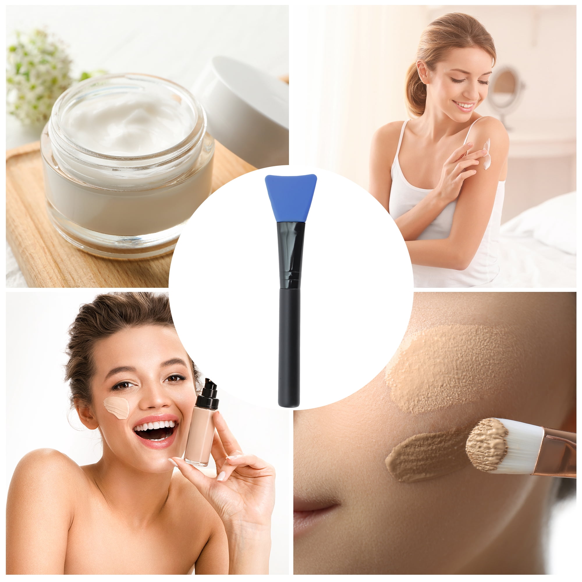 Unique Bargains Lightweight Facial Mask Brush 1 Pc [Small Flat Head] Blue