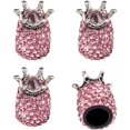thumbnail image 1 of Car Wheel Tire Valve, 4 Pack Handmade Crown Crystal Rhinestone Car Stem Air Caps Cover, Attractive Dustproof Bling Car Accessories, Universal for Most Vehicles-Crown, Pink, 1 of 4