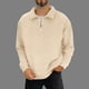 thumbnail image 1 of pstuiky camisa de manga larga para hombre, Blusas casuales de color liso con cuello plegable y cremallera para hombre, de manga larga Tops de hombre l, 1 of 6