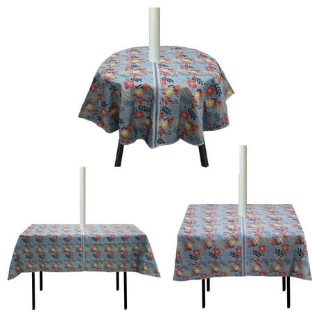

Outdoor Simple Patio Table Cloth Spillproof Tablecloth with Umbrella Hole Zipper Rainproof and Oil-Proof Tablecover For Spring Summer Patio Table