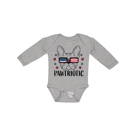 

Inktastic Pawtriotic with French Bulldog in American Flag Sunglasses Boys or Girls Long Sleeve Baby Bodysuit