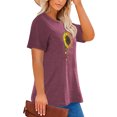 thumbnail image 3 of Anbech Sunflower Plus Size T-Shirts for Women Graphic Sunflower with Notes Print Oversize Short Sleeves T-Shirt with Round Neck, 3 of 4