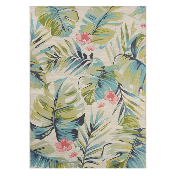 Better Homes & Gardens 5'x7’ Woven Tropical Oasis Outdoor Rug