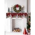thumbnail image 5 of Christmas Mantel Scarf Fireplace Decorations for Living Room, Snowman Poinsettia Pine Tree Red Black Plaid Fireplace Mantel Scarf Cover Runner for Halloween/Thanksgiving/Christmas Decor 90"x17", 5 of 6