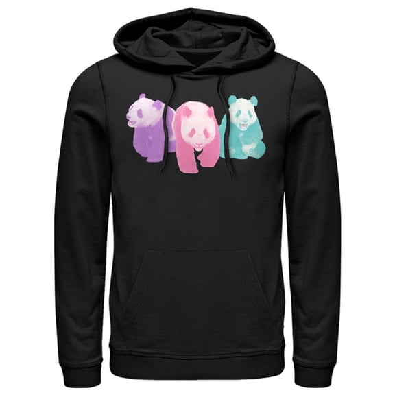 Men's Lost Gods Three Color Pandas  Pull Over Hoodie Black 2X Large